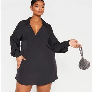 Plus Black V Neck Plunge Shift PLT Pretty Little Things